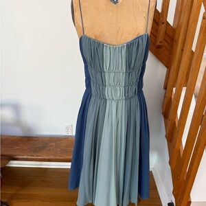 Betsey Johnson Two-Tone Blue & Gray Spaghetti Strap Silk Dress